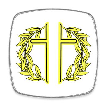 Crosses Cross Laurel Wreath - Square fridge magnet - white - Front