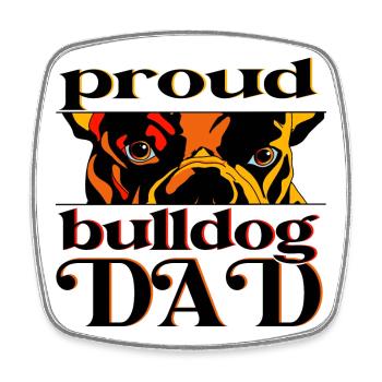 Papa Bulldog Fier – Stolzer Hunde Papa - Magnet carré - blanc - Devant