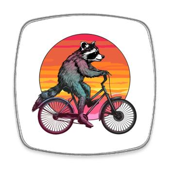 Vélo raton laveur Vélo cycliste raton laveur - Magnet carré - blanc - Devant