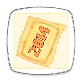 12. GEBURTSTAG 2014 – RAVIOLI-KLÖCKCHEN - Viereckiger Kühlschrankmagnet - Weiß - Vorne