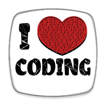 Code Developer Skripting Debug Herz Statement - Viereckiger Kühlschrankmagnet - Weiß - Vorne