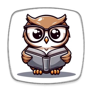 Wise Words: The Bookish Owl - Square fridge magnet - white - Front