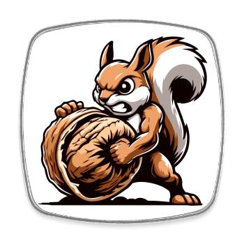 Mighty Nut Conqueror : L’écureuil énergique - Magnet carré - blanc - Devant