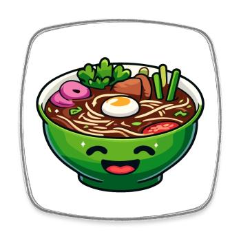 Happy Ramen Bowl: Die fröhliche Suppe - Viereckiger Kühlschrankmagnet - Weiß - Vorne