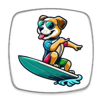 Wave Riding Buddy - Square fridge magnet - white - Front