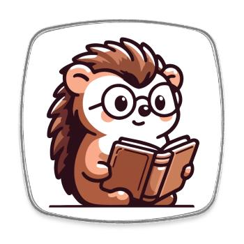 Bücherwurm-Igel: Der winzige Gelehrte - Viereckiger Kühlschrankmagnet - Weiß - Vorne
