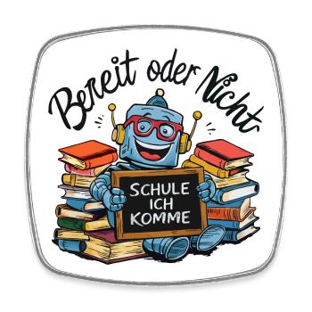 Einschulung erster Schultag kleiner Roboter - Viereckiger Kühlschrankmagnet - Weiß - Vorne