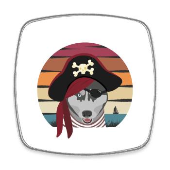 pirate dog - Square fridge magnet - white - Front