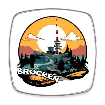 Brocken | Brocken im Harz | Brocken Sendeturm - Viereckiger Kühlschrankmagnet - Weiß - Vorne