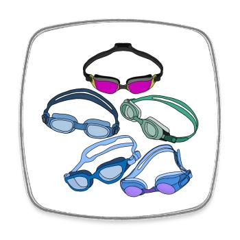Cool Swimming Goggles - Square fridge magnet - white - Front