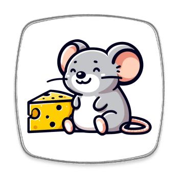 Käseliebhabermaus: Der Snacktime-Freund - Viereckiger Kühlschrankmagnet - Weiß - Vorne