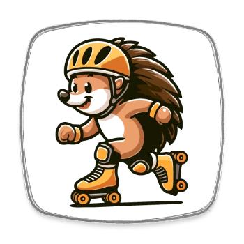 Roller Rush Hedgehog: The Speedy Skater - Square fridge magnet - white - Front