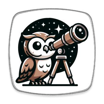 Stargazer Hoot: The Celestial Owl - Square fridge magnet - white - Front