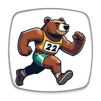 Marathon Bear: The Speedy Runner - Square fridge magnet - white - Front