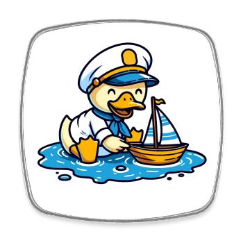 Sailing Duck: The Seafaring Captain - Square fridge magnet - white - Front