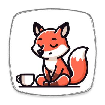 Zen-Fuchs: Der ruhige Teemeister - Viereckiger Kühlschrankmagnet - Weiß - Vorne