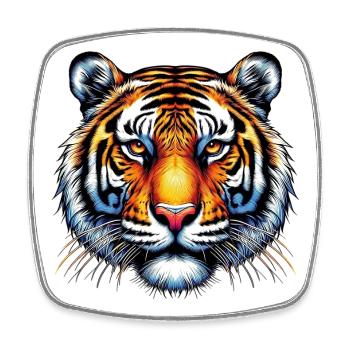 Tiger - Viereckiger Kühlschrankmagnet - Weiß - Vorne