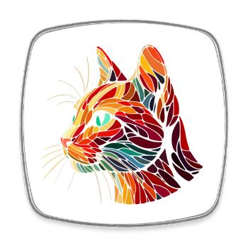 Roter Katzenkopf geometrische Kunstpolygone - Viereckiger Kühlschrankmagnet - Weiß - Vorne