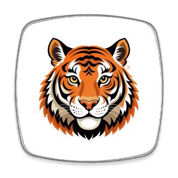 Tête de tigre - Magnet carré - blanc - Devant