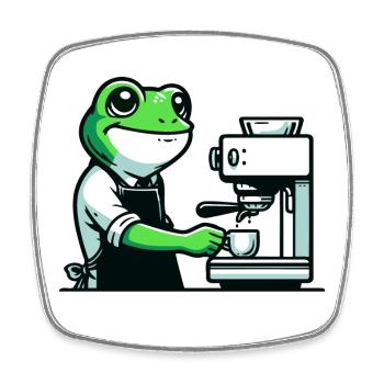 Coffee Brewin' Frog: The Espresso Expert - Square fridge magnet - white - Front