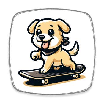 Skateboarding Pup: The Street-Smart Canine - Square fridge magnet - white - Front