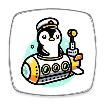 U-Boot-Kapitän Pinguin: Tiefseeforscher - Viereckiger Kühlschrankmagnet - Weiß - Vorne