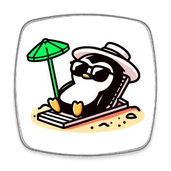 Sonnenbadender Pinguin: Strandtag Chill - Viereckiger Kühlschrankmagnet - Weiß - Vorne