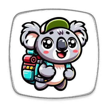 Abenteuerlustiger Koala Backpacker Illustration - Viereckiger Kühlschrankmagnet - Weiß - Vorne