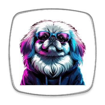 Pekingese Gangster lila Cyber Löwenhund Hund Gesch - Viereckiger Kühlschrankmagnet - Weiß - Vorne