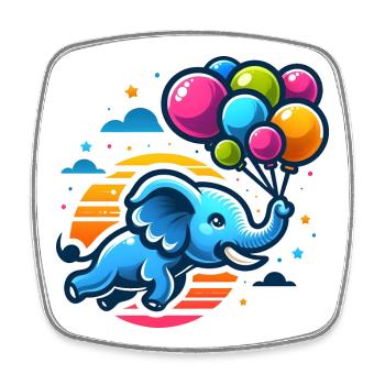 Fliegender Elefant mit bunten Ballons - Viereckiger Kühlschrankmagnet - Weiß - Vorne