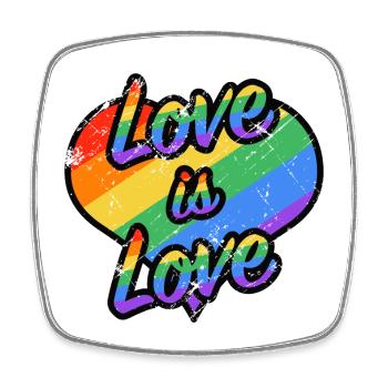 Regenbogenherz: Liebe ist Liebe - Viereckiger Kühlschrankmagnet - Weiß - Vorne