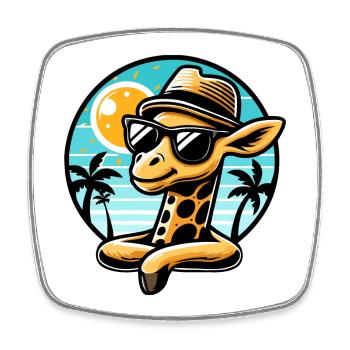 Gekühlte Giraffe mit Sonnenbrille und Hut - Viereckiger Kühlschrankmagnet - Weiß - Vorne