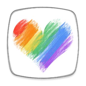 Rainbow Heart Brush Stroke - Square fridge magnet - white - Front