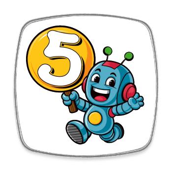 Finally 5 Years Five Fifth Birthday Robot - Square fridge magnet - white - Front