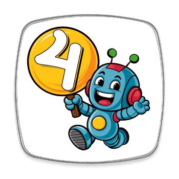Endlich 4 Jahre vier vierter Geburtstag Roboter - Viereckiger Kühlschrankmagnet - Weiß - Vorne