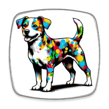 Chien - Magnet carré - blanc - Devant
