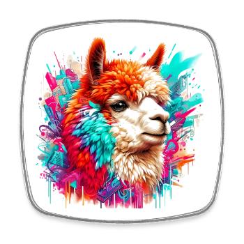 Alpaca - Square fridge magnet - white - Front