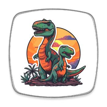 Dinosaure Papa Dino Père Fils Vintage Rétro - Magnet carré - blanc - Devant