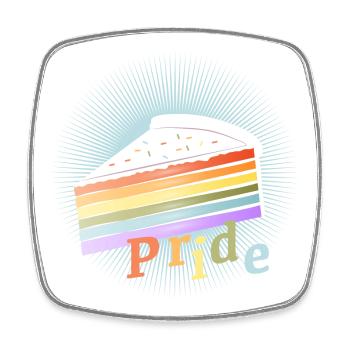 Stück Regenbogen Kuchen in zarten Pastellfarben - Viereckiger Kühlschrankmagnet - Weiß - Vorne