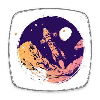 rocket space space school start Go space nerd - Square fridge magnet - white - Front