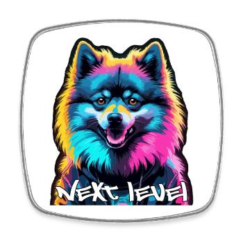 Small Spitz Spitz Next Level Cyber Dog Gift - Square fridge magnet - white - Front