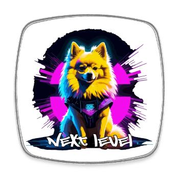 Small Spitz Spitz Next Level Cyber Dog Gift - Square fridge magnet - white - Front