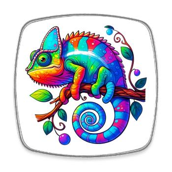 Chameleon - Square fridge magnet - white - Front