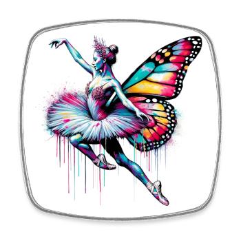 Ballerina mit Schmetterlingsflügeln Schmetterlinge Tutu - Viereckiger Kühlschrankmagnet - Weiß - Vorne