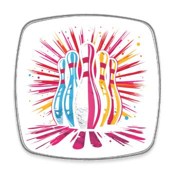 Bowling Cartoon Style - Square fridge magnet - white - Front