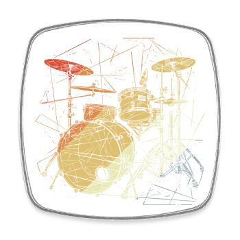 Drums Retrowave - Square fridge magnet - white - Front