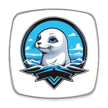 Small Seal Seals Sea - Square fridge magnet - white - Front