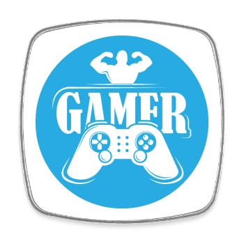 gamer fitness controller icon logo team gaming - Square fridge magnet - white - Front