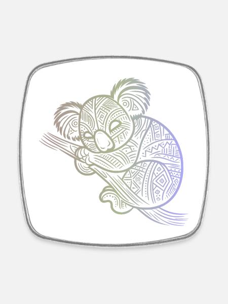 Koala in Aborigine-Mustern, Stammesmuster - Viereckiger Kühlschrankmagnet - Weiß