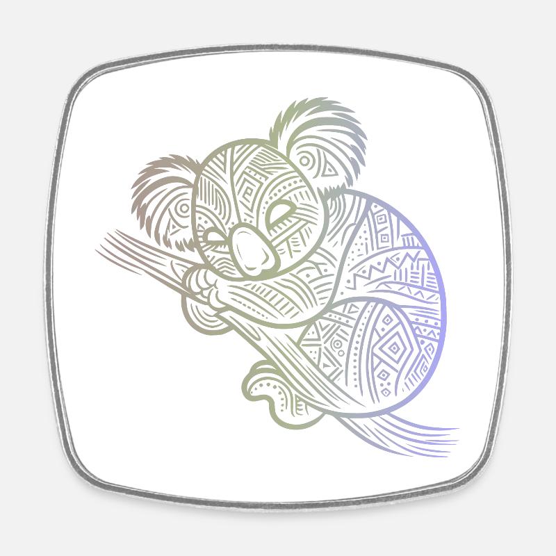 Koala in Aborigine-Mustern, Stammesmuster - Viereckiger Kühlschrankmagnet - Weiß